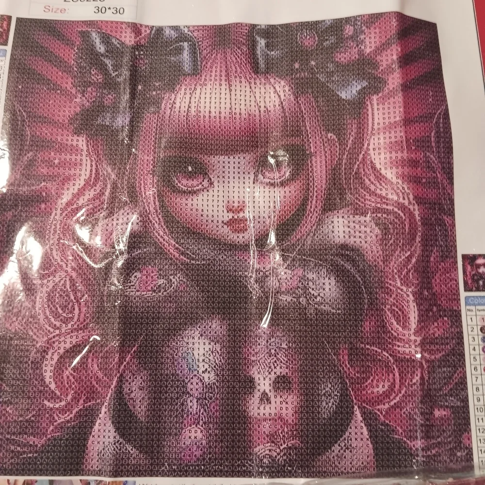 Pink and Black Goth Girl Diamond Painting Kit 30x30